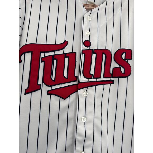 Vintage Majestic Minnesota Twins White Pinstripe Jersey blank no name Size L - Picture 2 of 13